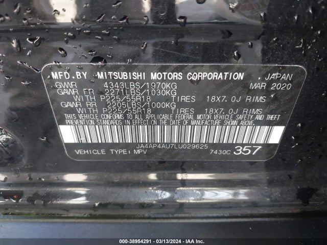 JA4AP4AU7LU029625 Mitsubishi Outlander Sport 2.0 Se