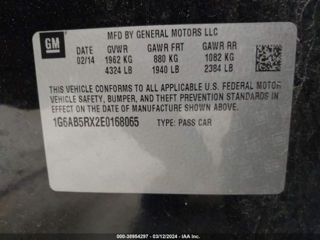 1G6AB5RX2E0168065 Cadillac ATS LUXURY