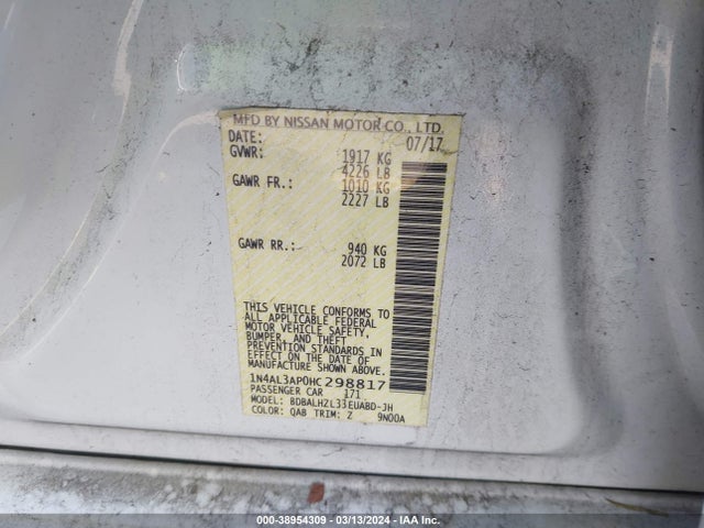 Nissan Altima 2.5 Sr 2017 1N4AL3AP0HC298817 Image 9