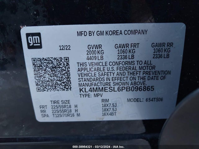 KL4MMESL6PB096865 Buick Encore Gx Select Awd