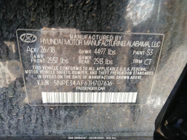 5NPE34AF6JH707616 Hyundai Sonata Sport+