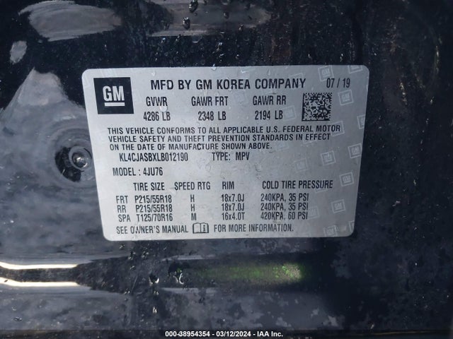 KL4CJASBXLB012190 Buick Encore Fwd Preferred