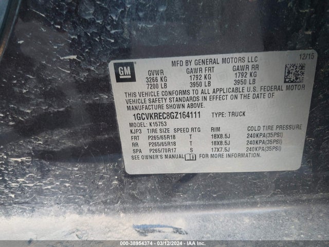 Chevrolet Silverado 1500 1lt 2016 1GCVKREC8GZ164111 Image 9