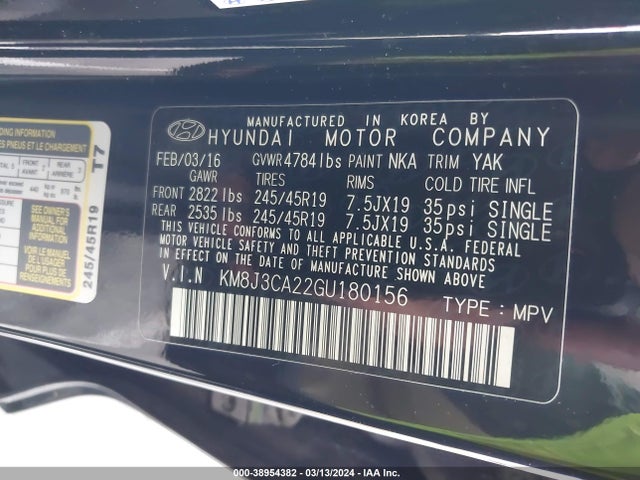 Hyundai Tucson Limited 2016 KM8J3CA22GU180156 Image 9