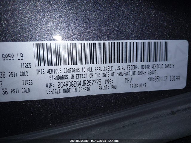 Dodge Grand Caravan Gt 2018 2C4RDGEG4JR297775 Image 9