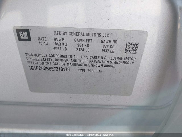 Chevrolet CRUZE LT 2014 1G1PC5SB5E7210179 Image 9
