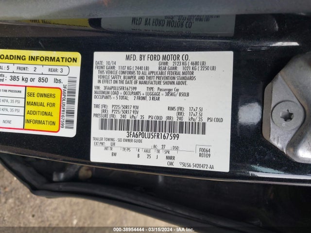 Ford Fusion Hybrid Se 2015 3FA6P0LU5FR167599 Image 9