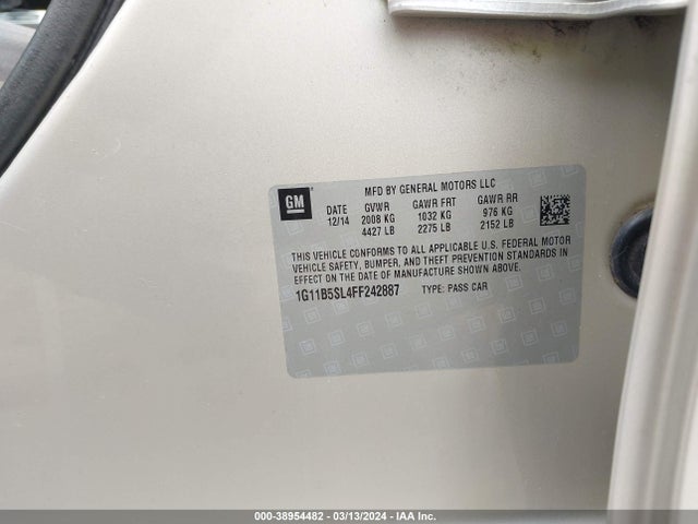 Chevrolet MALIBU LS 2015 1G11B5SL4FF242887 Image 9