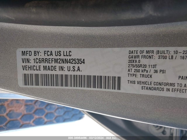 RAM 1500 Big Horn  4x2 5'7 Box 2022 1C6RREFM2NN425354 Image 9