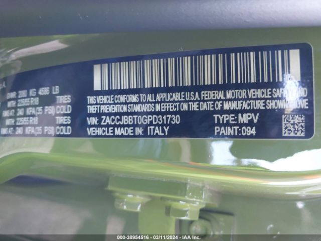ZACCJBBT0GPD31730 Jeep Renegade 75th Anniversary