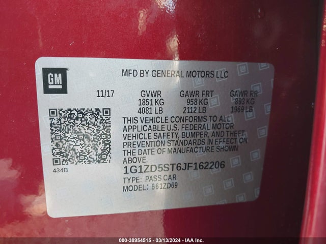 Chevrolet MALIBU LT 2018 1G1ZD5ST6JF162206 Image 9
