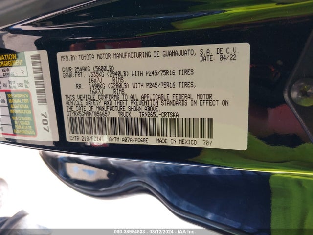 Toyota Tacoma Sr5 2022 3TYRX5GN9NT056657 Image 9
