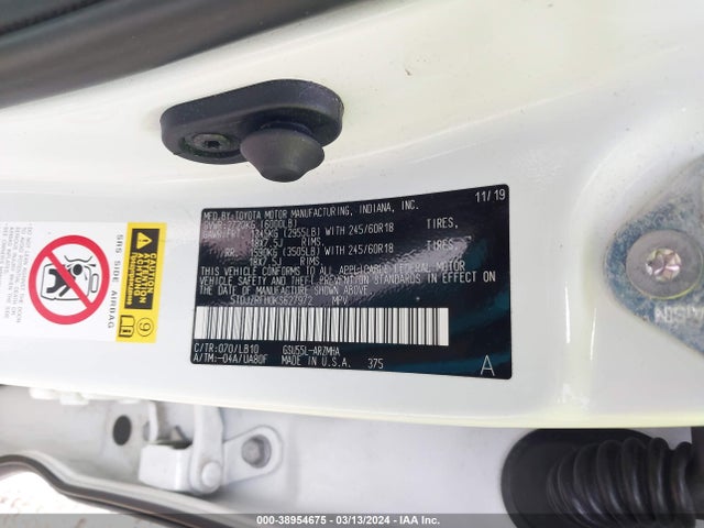 Toyota Highlander Xle 2019 5TDJZRFH0KS627972 Image 9