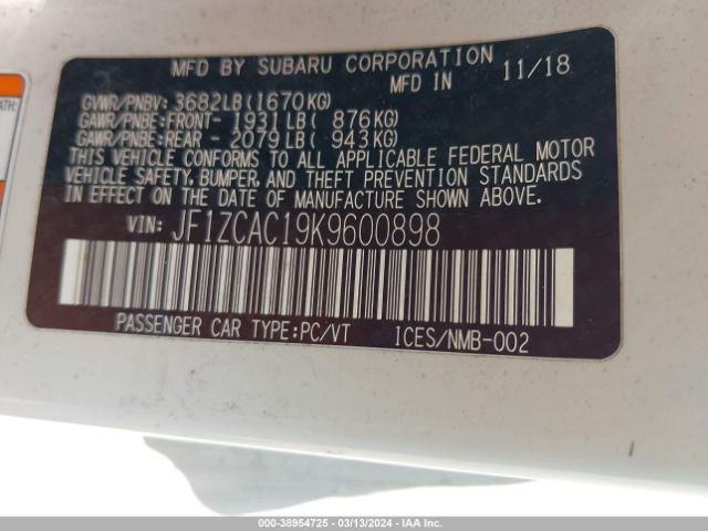 JF1ZCAC19K9600898 Subaru Brz Limited