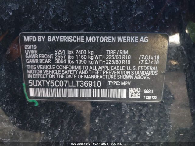 2020 BMW X3 5UXTY5C07LLT36910 Photo 8