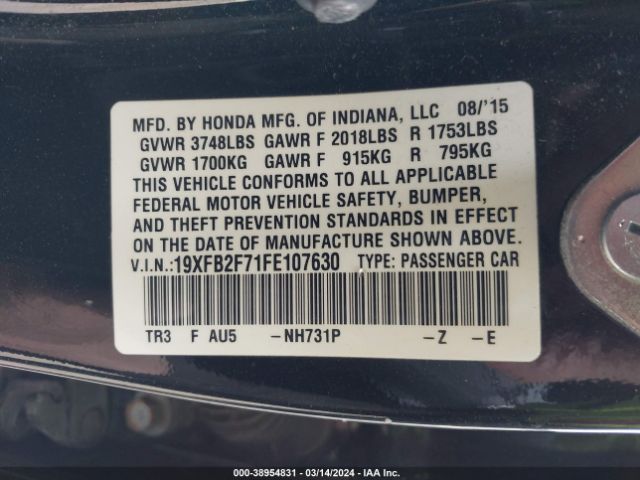 19XFB2F71FE107630 Honda CIVIC SE