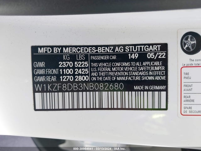 Mercedes-Benz E 350 2022 W1KZF8DB3NB082680 Image 9