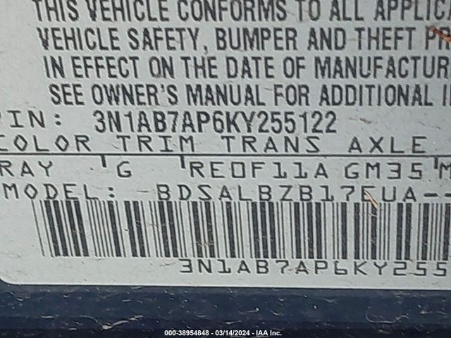 Nissan SENTRA S 2019 3N1AB7AP6KY255122 Image 9