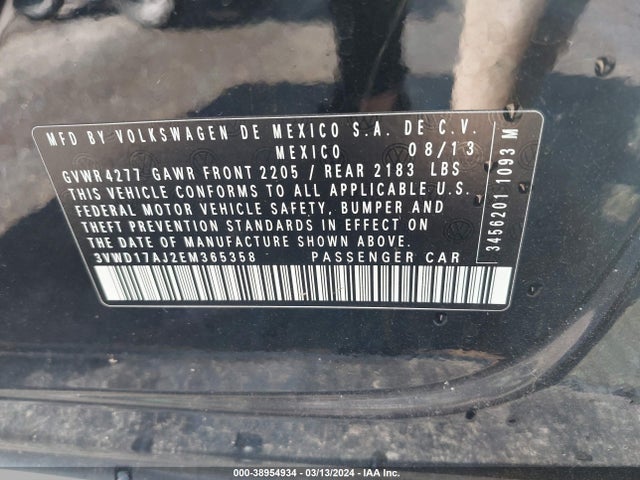 3VWD17AJ2EM365358 Volkswagen Jetta 1.8t Se