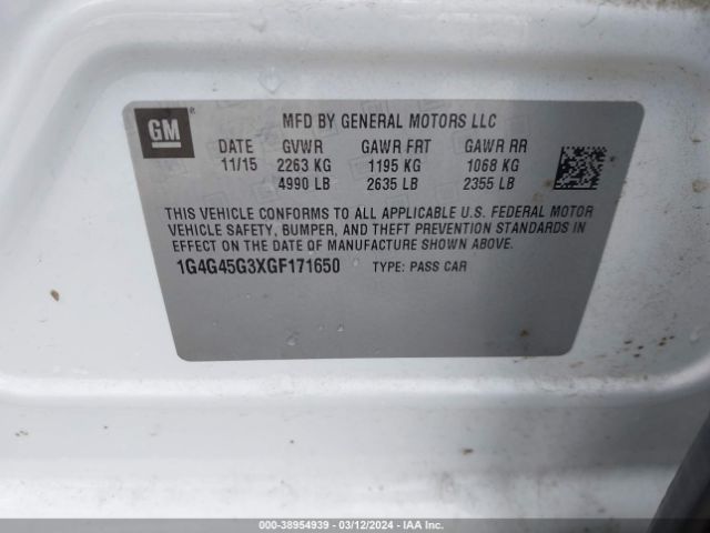 1G4G45G3XGF171650 Buick Lacrosse Sport Touring
