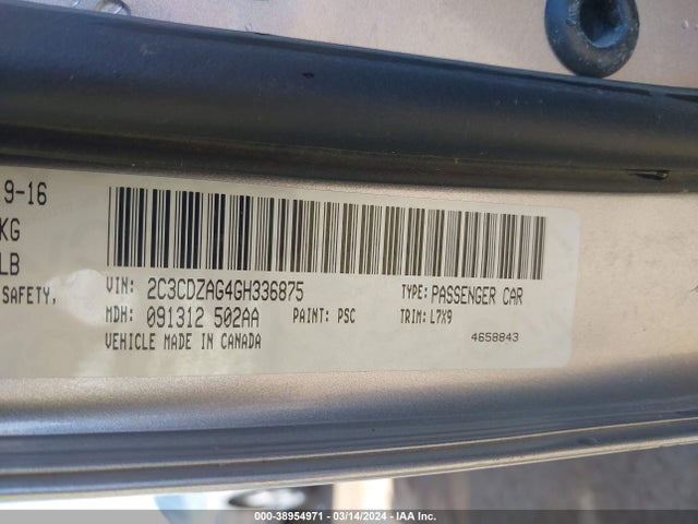 Dodge Challenger Sxt 2016 2C3CDZAG4GH336875 Image 9