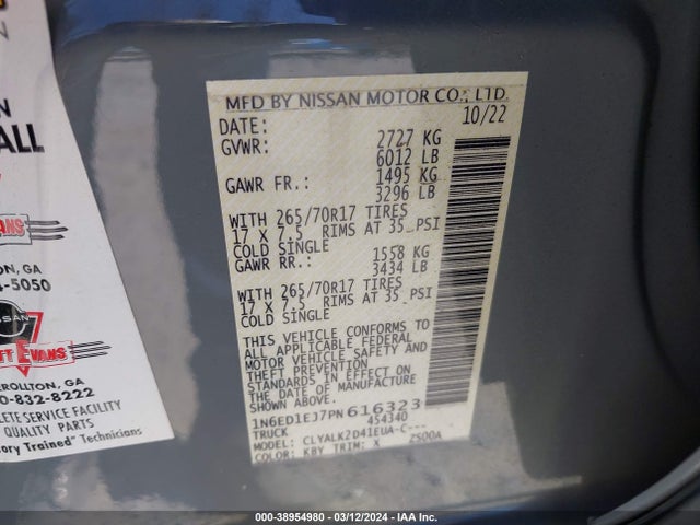 Nissan Frontier Pro-x 4x2 2023 1N6ED1EJ7PN616323 Image 9