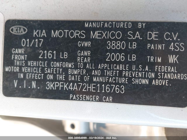 KIA FORTE LX 2017 3KPFK4A72HE116763 Image 9