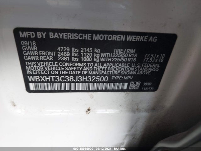 BMW X1 Xdrive28i 2018 WBXHT3C38J3H32500 Image 9