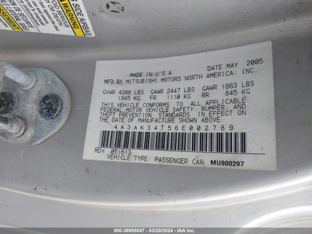 2006 MITSUBISHI ECLIPSE 4A3AK34T56E002789 Photo 8