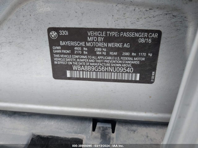 BMW 330I 2017 WBA8B9G56HNU09540 Image 9