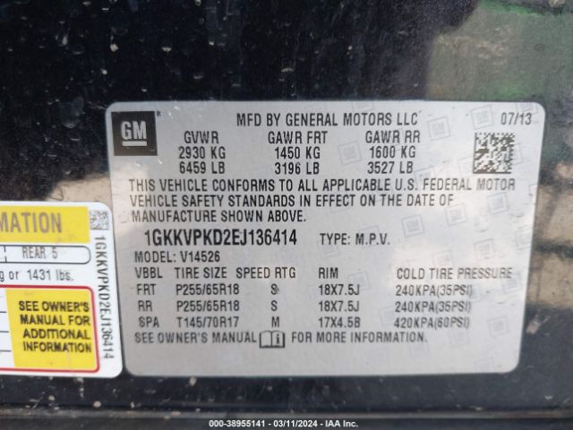 1GKKVPKD2EJ136414 GMC Acadia Sle-2