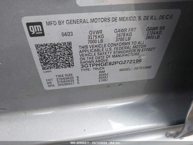 3GTPHGE82PG272196 GMC Sierra 1500 2wd  Short Box Denali