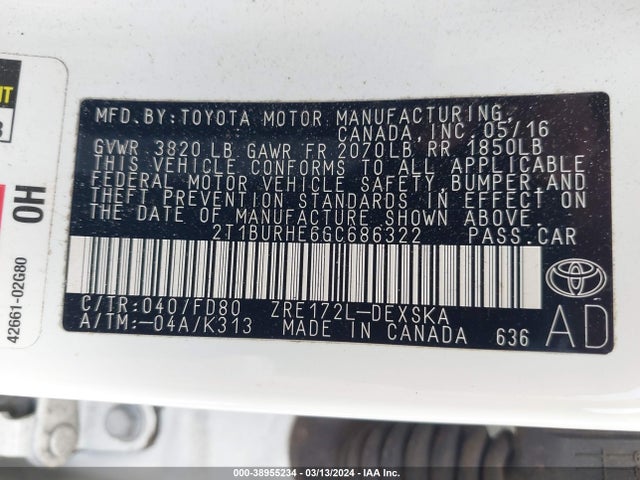 Toyota Corolla S Plus 2016 2T1BURHE6GC686322 Image 9