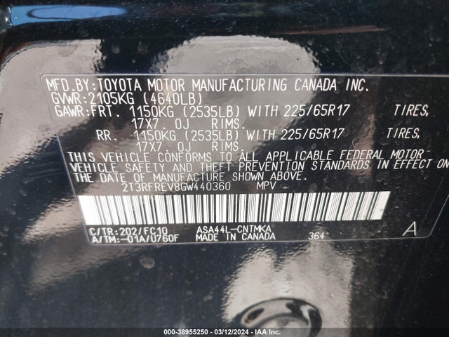 Toyota Rav4 Xle 2016 2T3RFREV8GW440360 Image 9