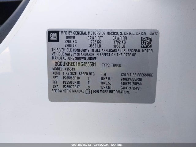 Chevrolet Silverado 1500 1lt 2017 3GCUKREC1HG456681 Image 9
