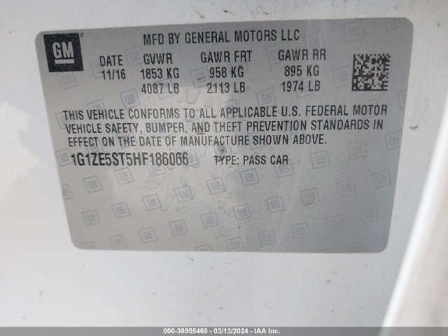 Chevrolet MALIBU 1LT 2017 1G1ZE5ST5HF186066 Image 9