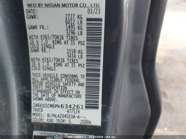 Nissan Frontier King Cab S 4x4 2023 1N6ED1CM6PN634261 Image 9