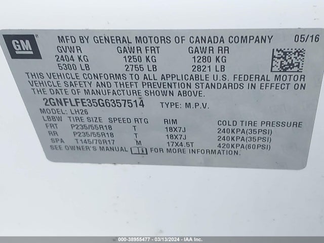 Chevrolet EQUINOX LT 2016 2GNFLFE35G6357514 Image 9