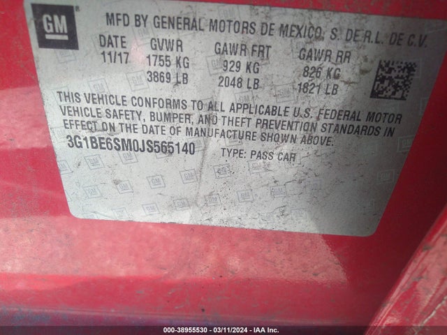 Chevrolet Cruze Lt Auto 2018 3G1BE6SM0JS565140 Image 9