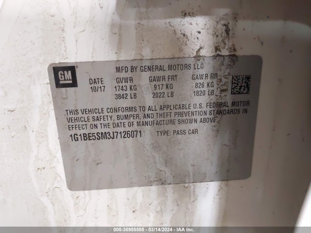 Chevrolet Cruze Lt Auto 2018 1G1BE5SM3J7126071 Image 9