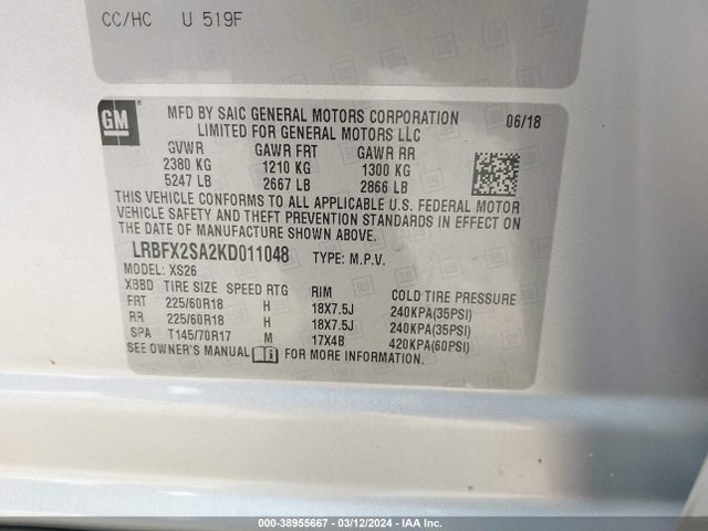 Buick Envision Awd Essence 2019 LRBFX2SA2KD011048 Image 9
