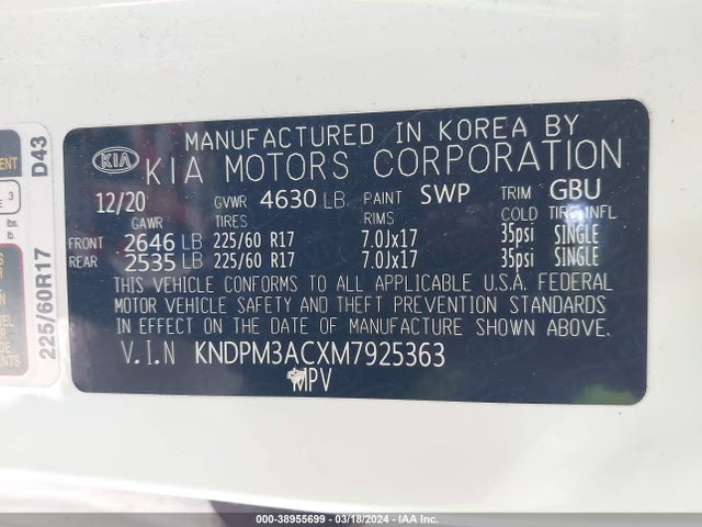 KIA Sportage Lx 2021 KNDPM3ACXM7925363 Image 9
