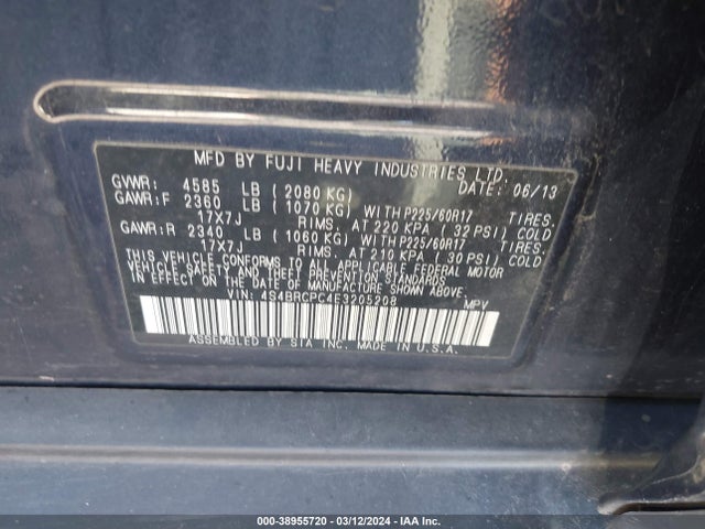 4S4BRCPC4E3205208 Subaru Outback 2.5i Limited