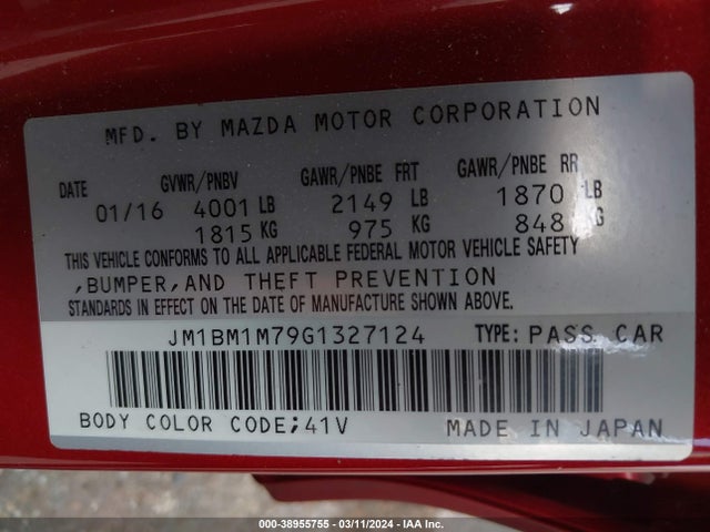 Mazda Mazda3 I Touring 2016 JM1BM1M79G1327124 Image 9