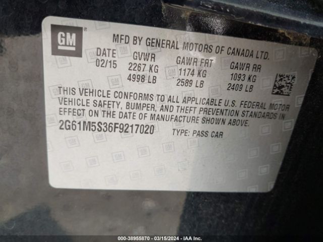 2G61M5S36F9217020 Cadillac XTS LUXURY