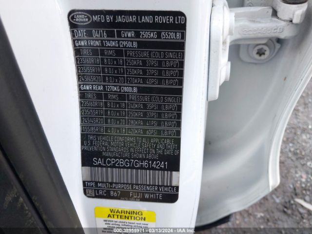 SALCP2BG7GH614241 Land Rover Discovery Sport Se