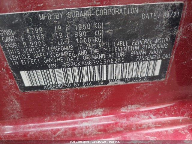 Subaru Impreza Sport 2021 4S3GKAM63M3606250 Image 9