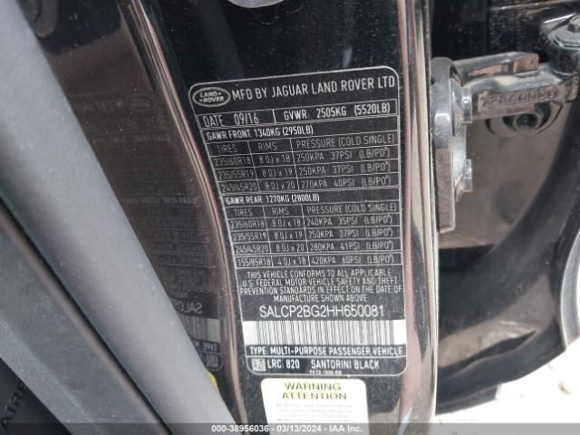 SALCP2BG2HH650081 Land Rover Discovery Sport Se