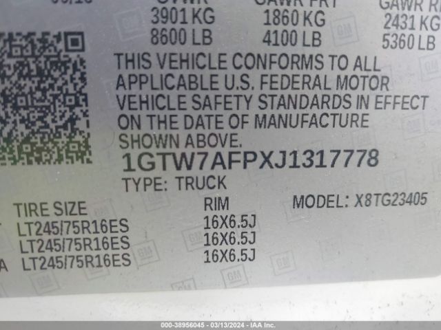 1GTW7AFPXJ1317778 GMC Savana 2500 Work Van