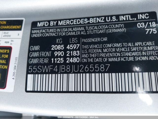 55SWF4JB8JU265587 Mercedes-Benz C 300